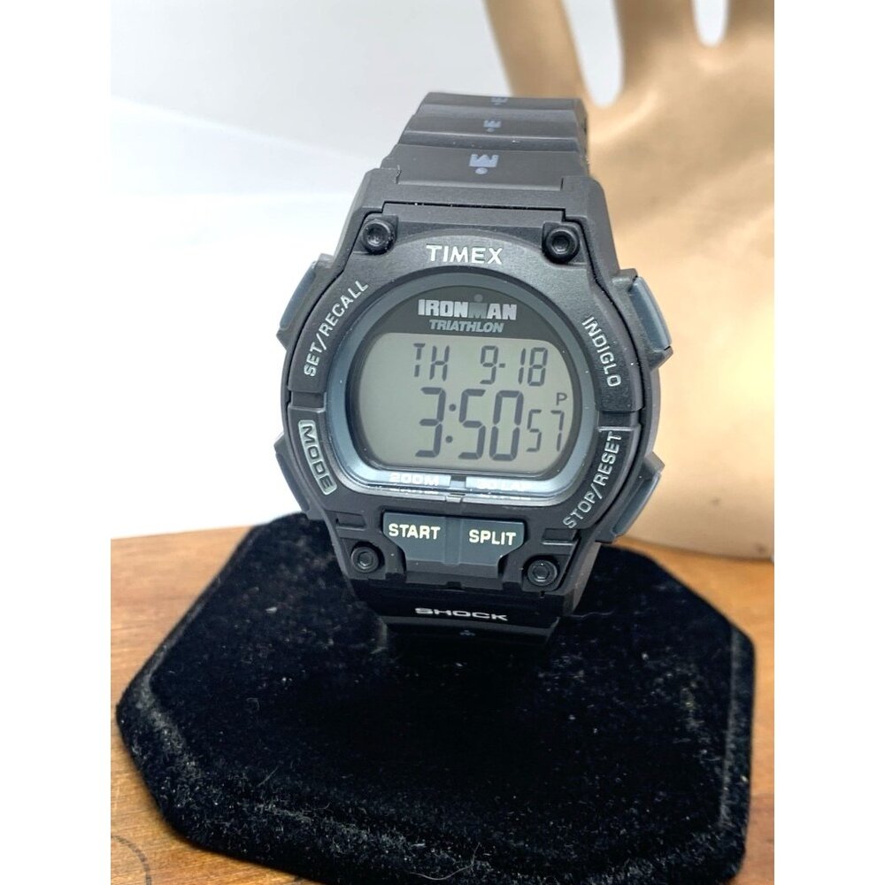 Timex Men's Watch T5K196 Ironman Quartz Digital Indiglo Black Rubber Strap 42mm